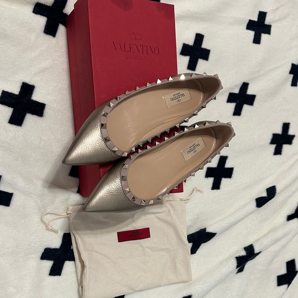 Valentino Garavani Metallic Studded Loafers